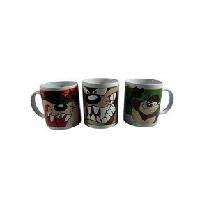 Vintage Looney Tunes Warner Brothers Lot 3 Tasmanian Devil Taz Coffee Mugs